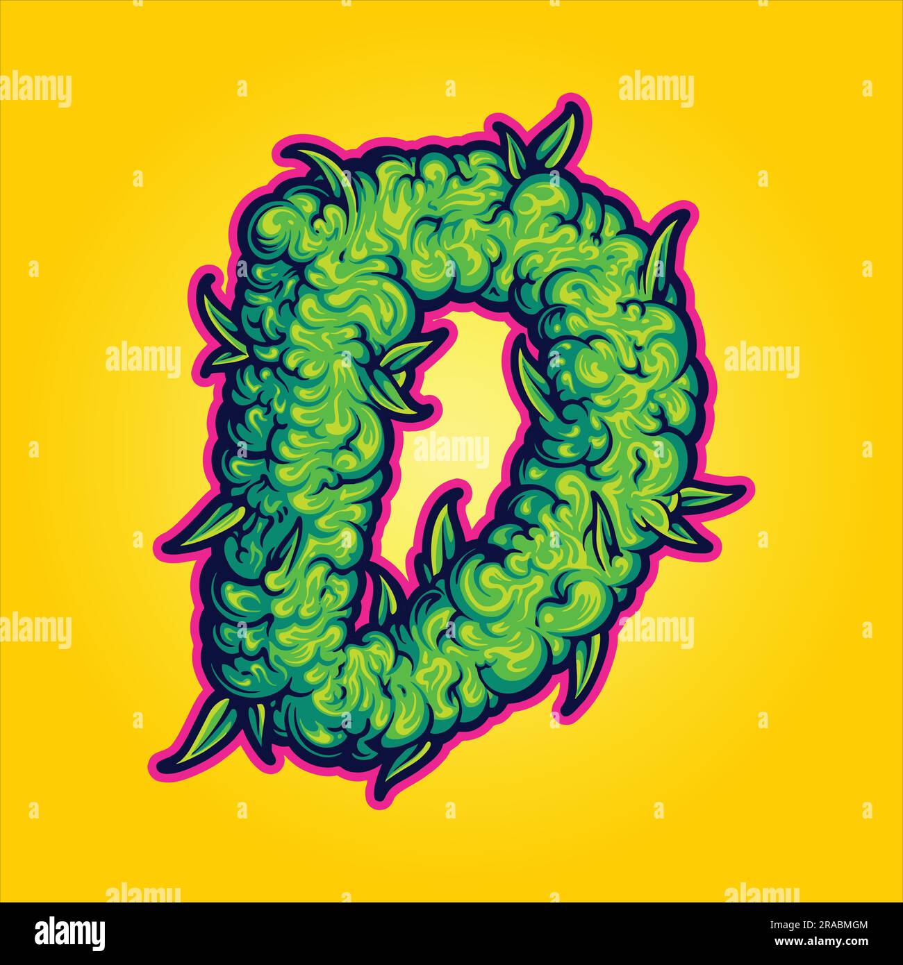 Monogram alphabet letter D with hemp buds texture illustrations vector ...