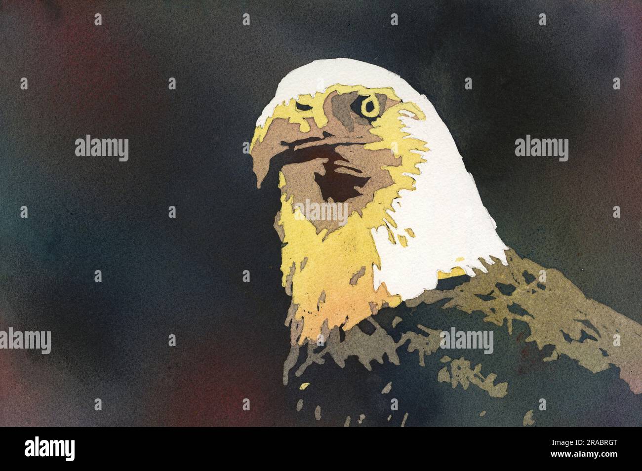 Eagle watercolor painting bald eagle colorful wall art bird trendy wall decor bright interior