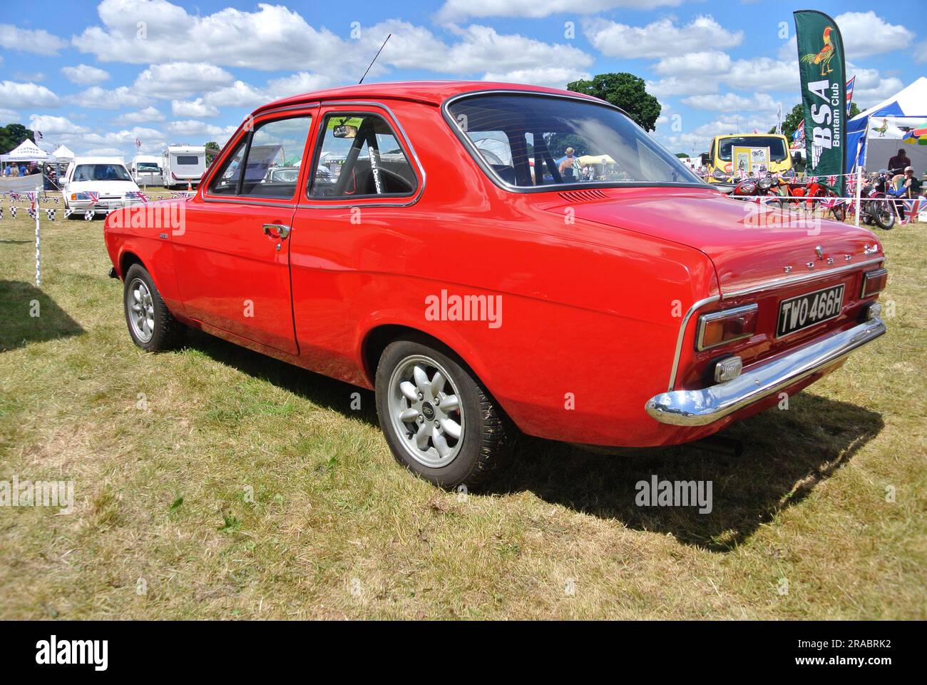 A Mk1 Ford Escort parked on display at the 47th Historic Vehicle Gathering, Powderham, Devon, England, UK. Stock Photo