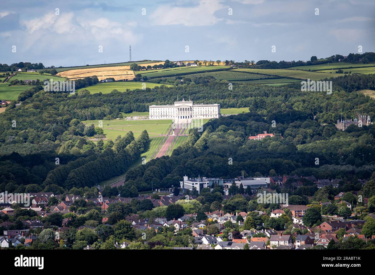 Belfast, UK. 02nd July, 2023. Stormont Parliament Buildings, is the seat of the Northern Ireland Assembly, the devolved legislature for the region. On he 4th February 2022 First Minister Paul Girvan resigned in protest over the Northern Ireland Protocol there hasn't been an executive since Credit: Bonzo/Alamy Live News Stock Photo