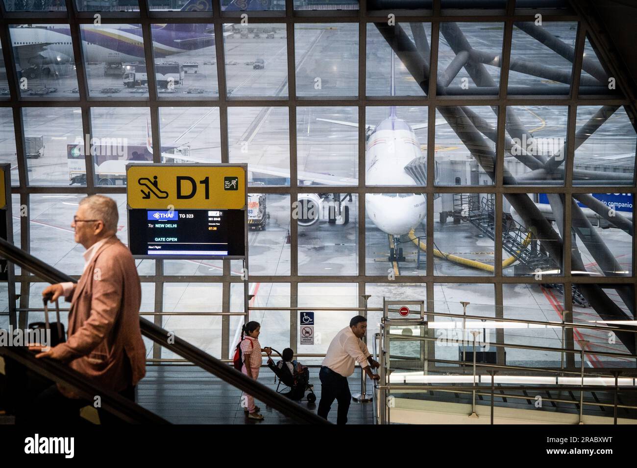 Bangko, Thailand. 03rd July, 2023. A Passenger Rides An Escalator While ...