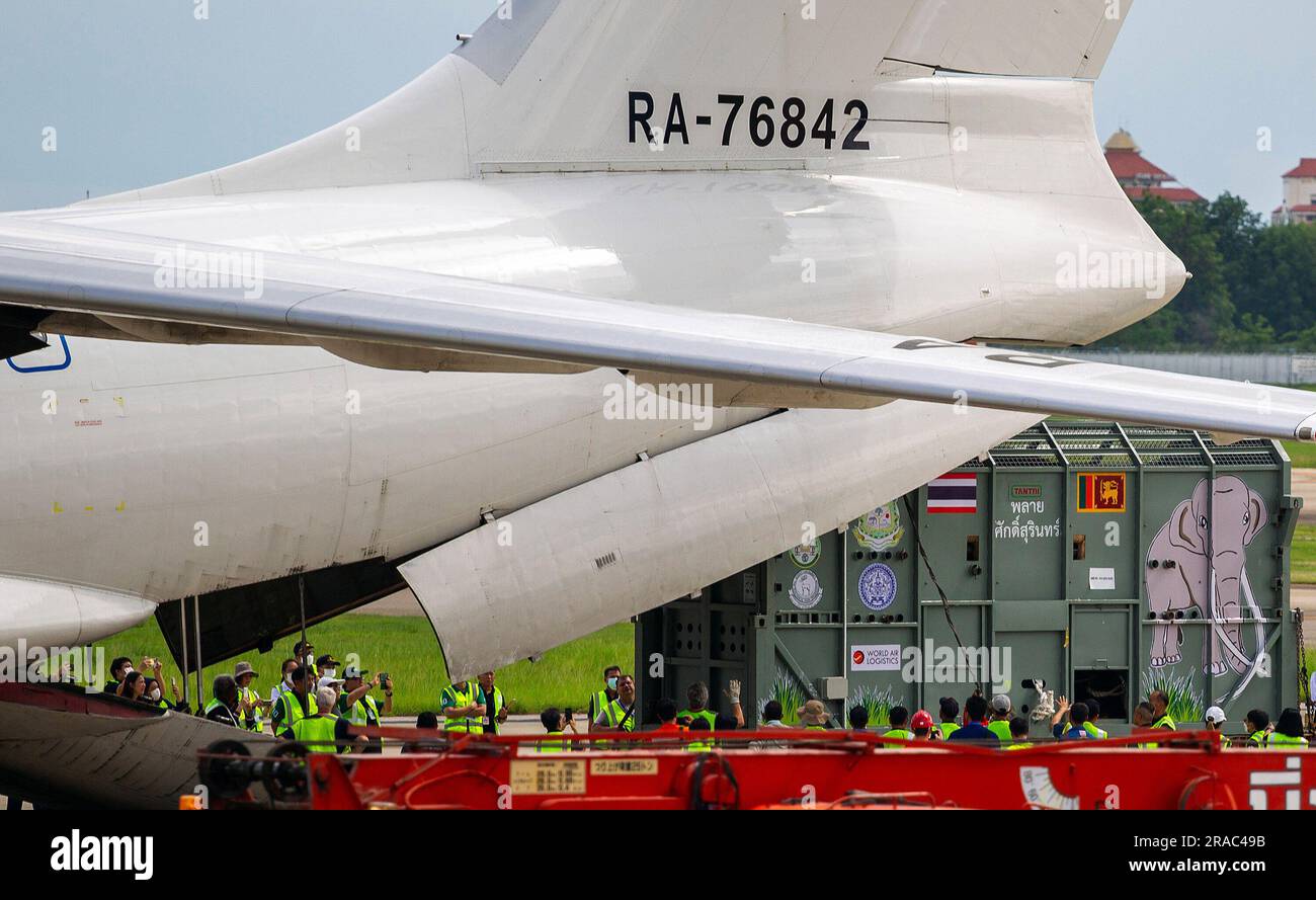 Thailand. 02nd July, 2023. Thai officers and workers seen moving the