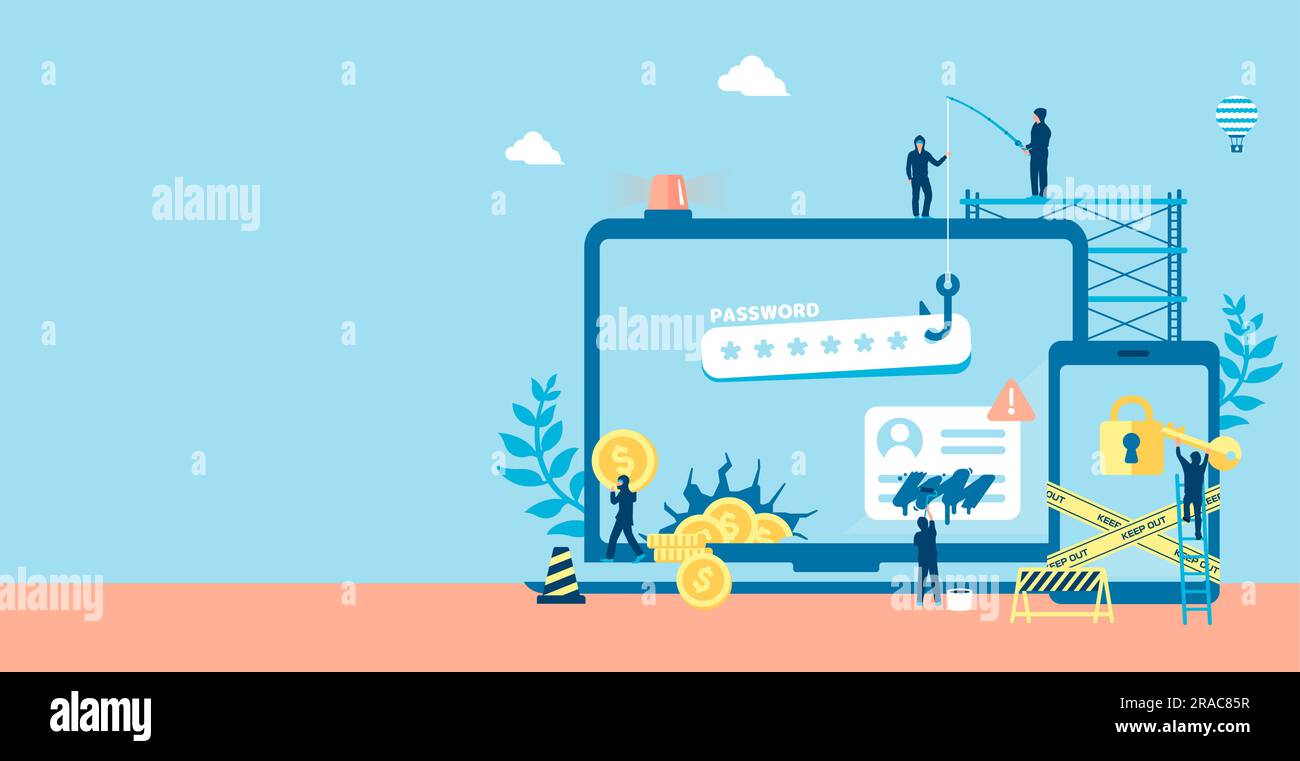 Cyber crime ( Internet security ) vector banner illustration Stock Vector