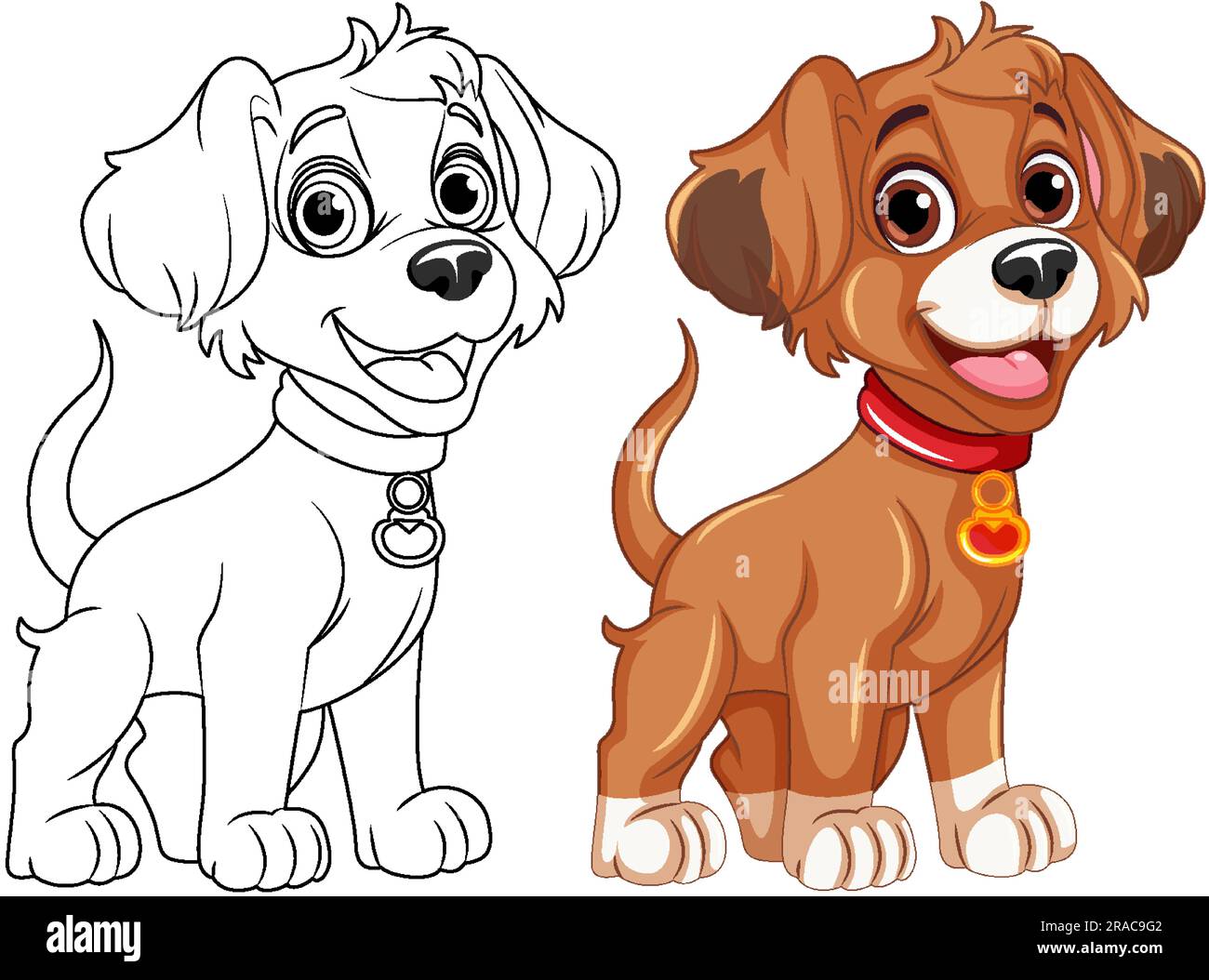 Coloring page outline of cute dog illustration Stock Vector Image & Art