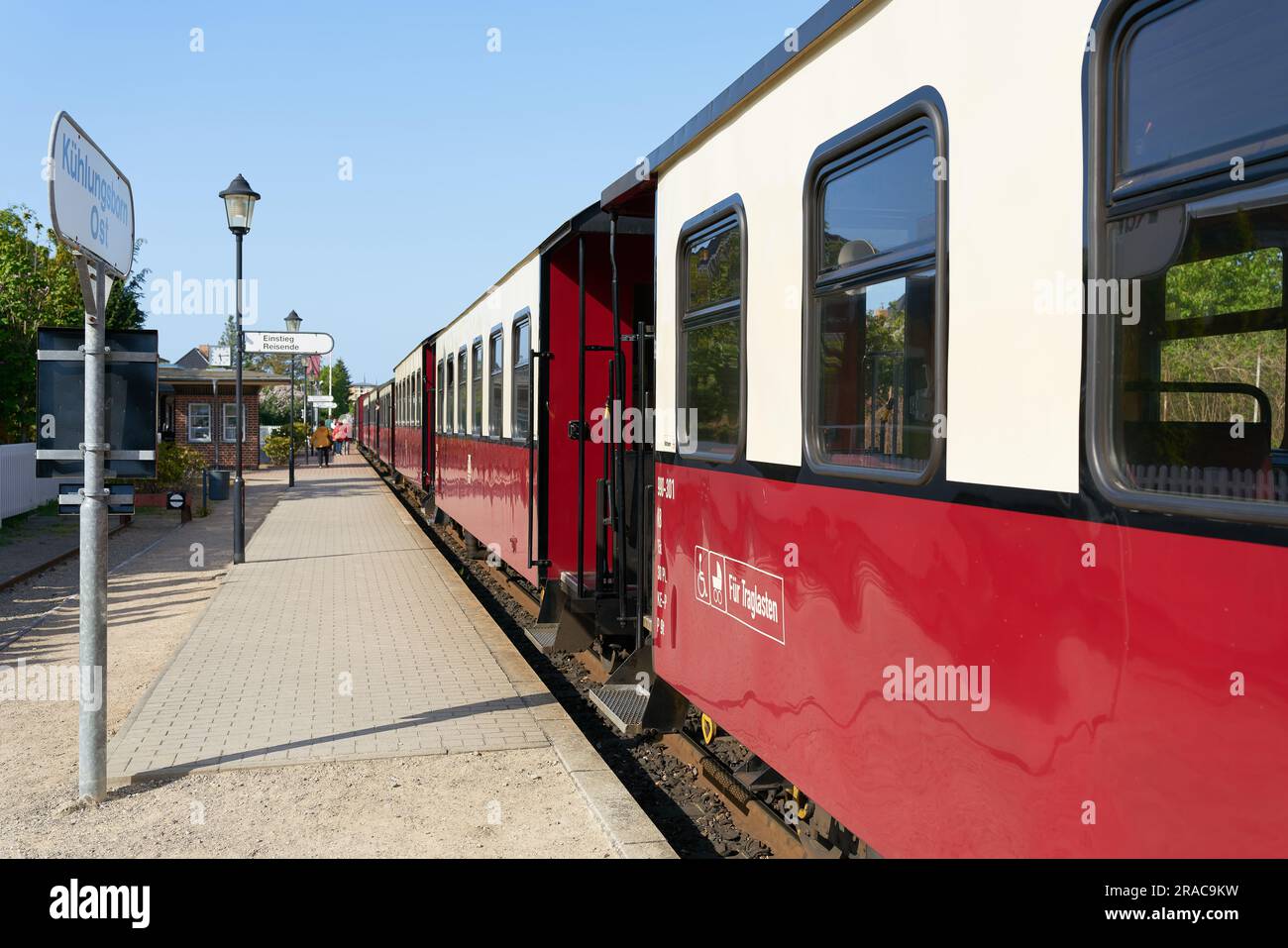 Passenger train of the tourist train Molli in the station of Kühlungsborn East at the German Baltic Sea Stock Photo