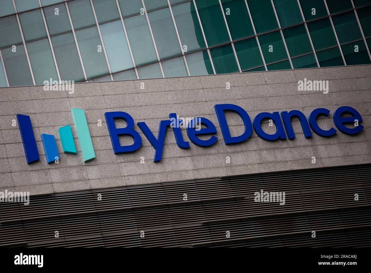 Clean view of ByteDance logo in a slight slanted manner for concept ...