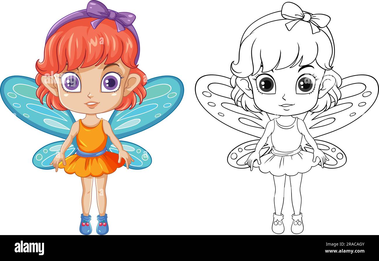 Fairy Girl with Orange Hair Cartoon Character illustration Stock Vector