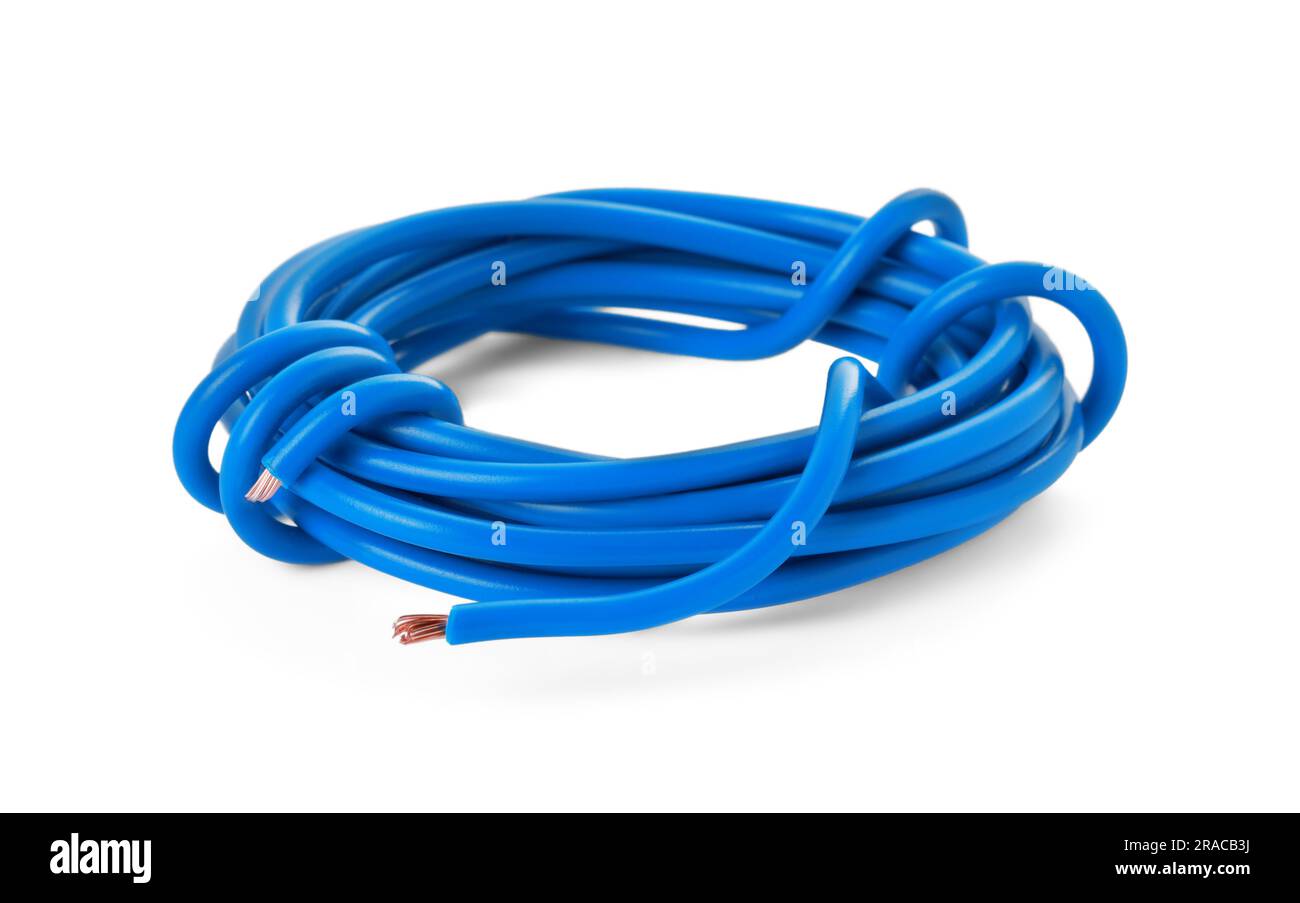 One new electrical wire isolated on white Stock Photo - Alamy