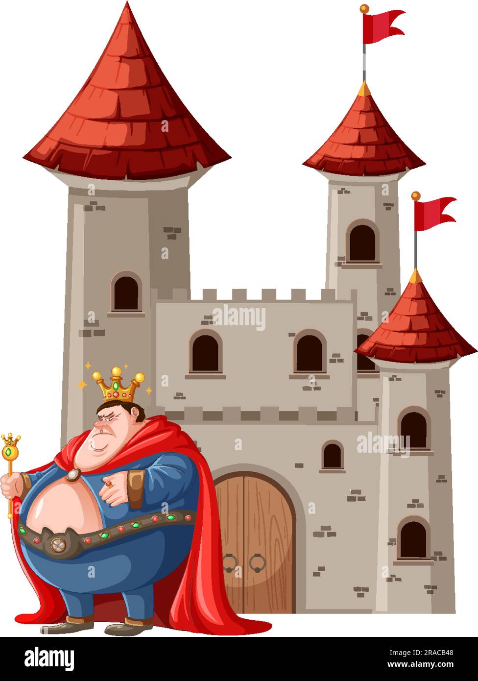 Fat King with Castle in Cartoon Style illustration Stock Vector Image ...