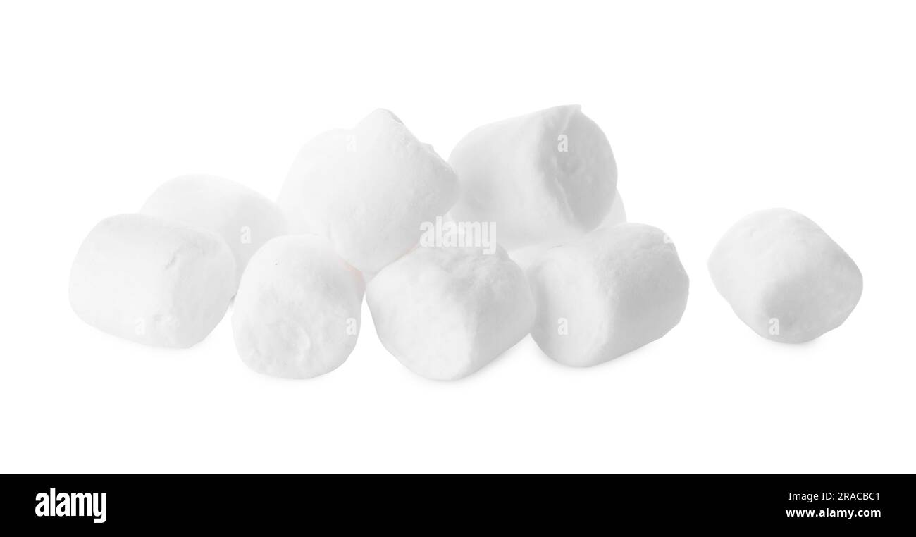 Pile of sweet puffy marshmallows isolated on white Stock Photo - Alamy