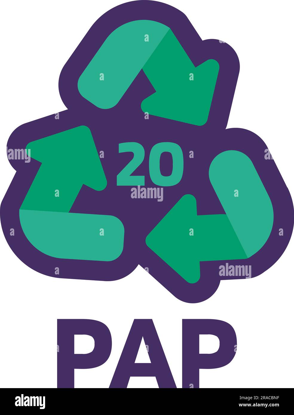 Notice PAP recycling code 20 for industrial products marking. Recycle