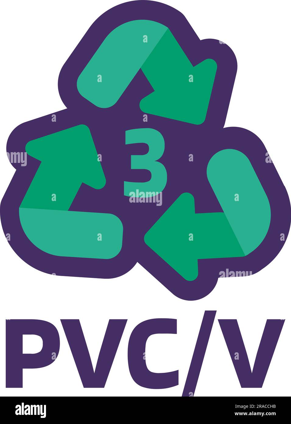 Notice PVCV recycling code 3 for industrial products marking. Recycle