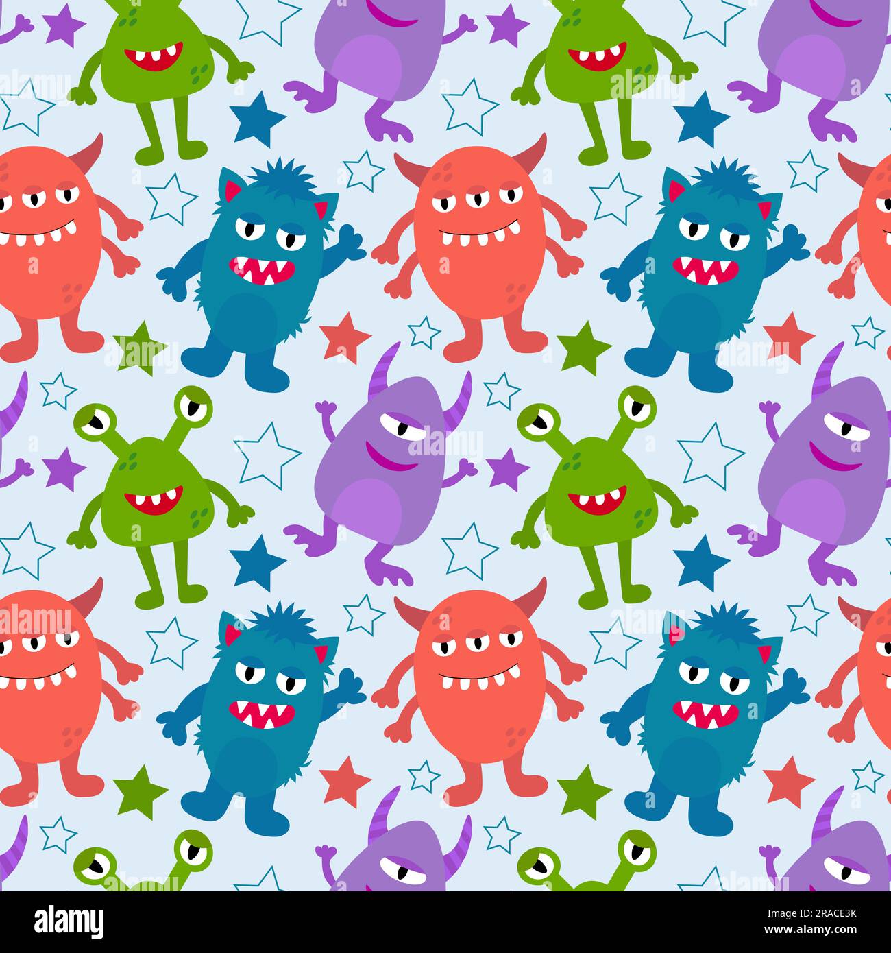 Cute colorful alien and monsters seamless pattern for kids design Stock ...