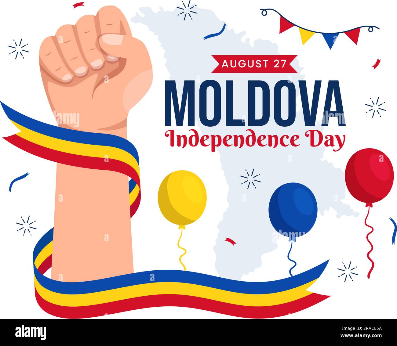 Moldova Independence Day Vector Illustration on August 27 with Waving