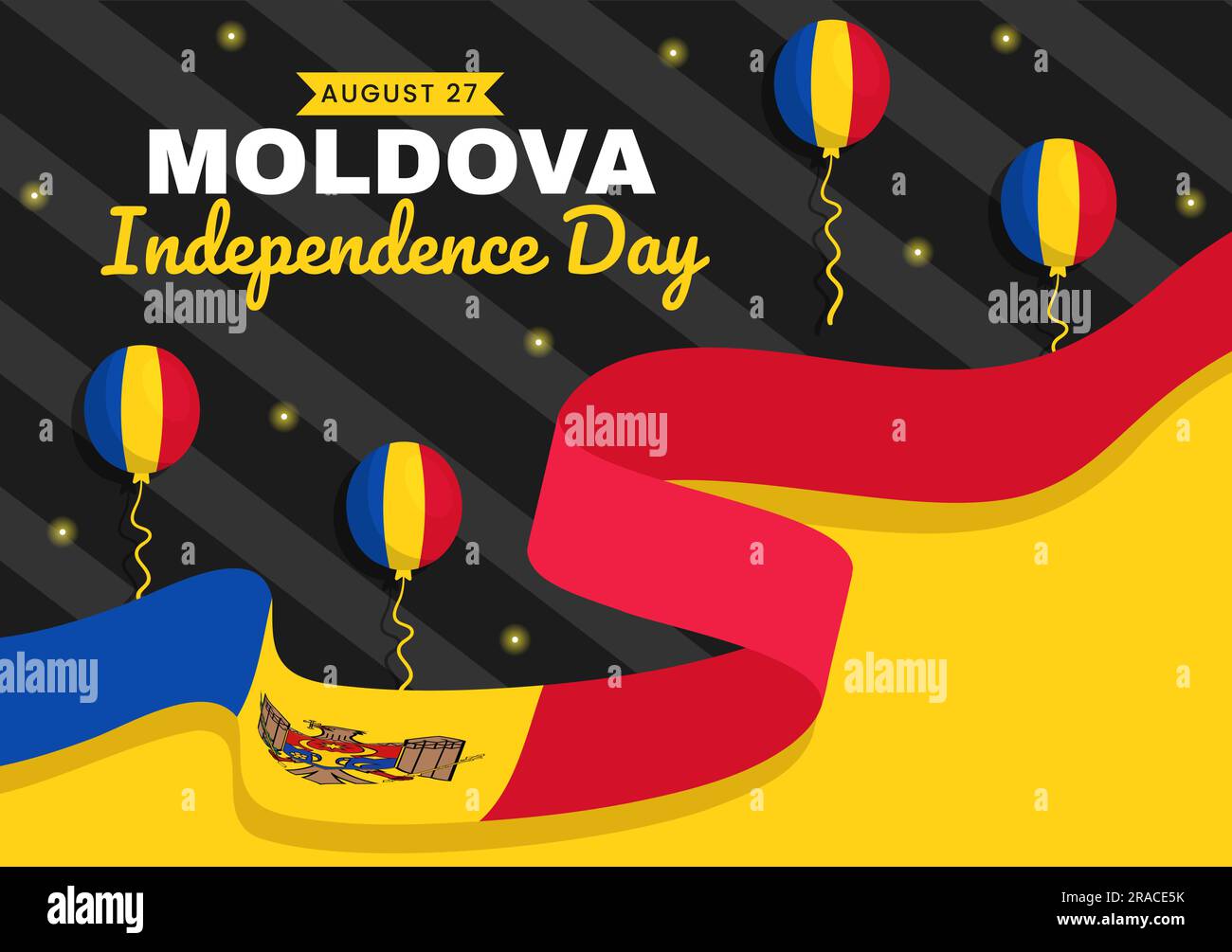Moldova Independence Day Vector Illustration on August 27 with Waving