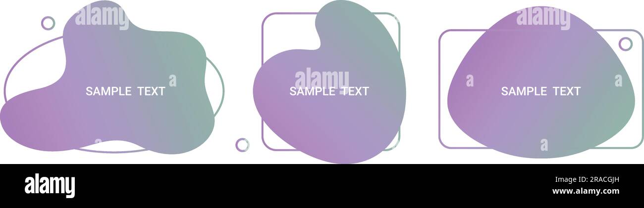 Set of amoeba templates for presentation in gradient colors. Various liquid shapes with a copy space for text. Vector illustration Stock Vector
