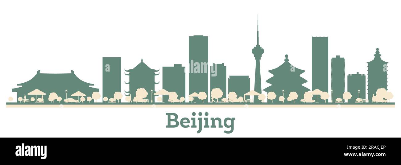 Abstract Beijing China City Skyline with Color Buildings. Vector Illustration. Business travel and tourism concept with historic buildings. Stock Vector