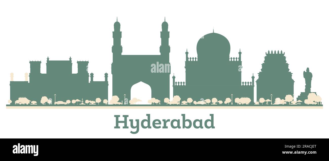 Abstract Hyderabad India City Skyline with Color Buildings. Vector Illustration. Business Travel and Tourism Concept with Modern Architecture. Stock Vector
