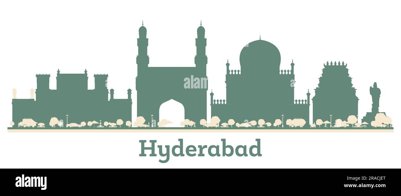 Abstract Hyderabad India City Skyline with Color Buildings. Vector