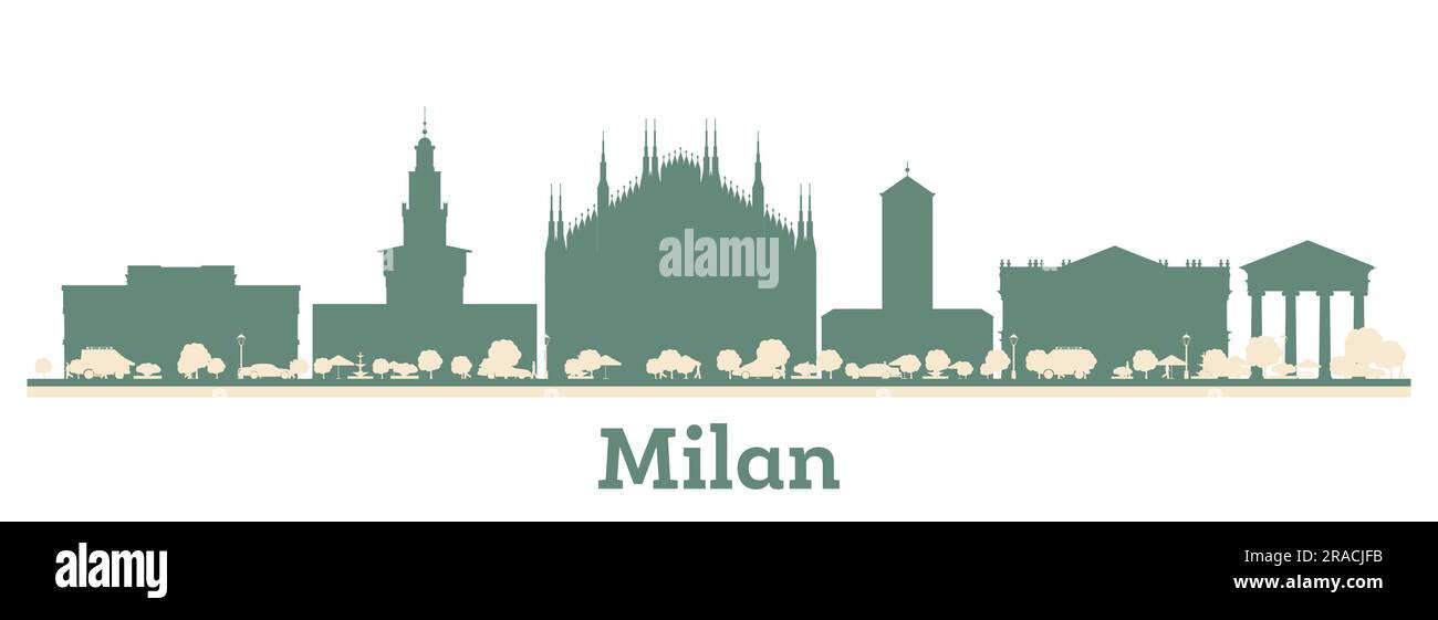 Abstract Milan Italy City Skyline with Color Buildings. Vector Illustration. Business Travel and Tourism Concept with Modern Architecture. Stock Vector