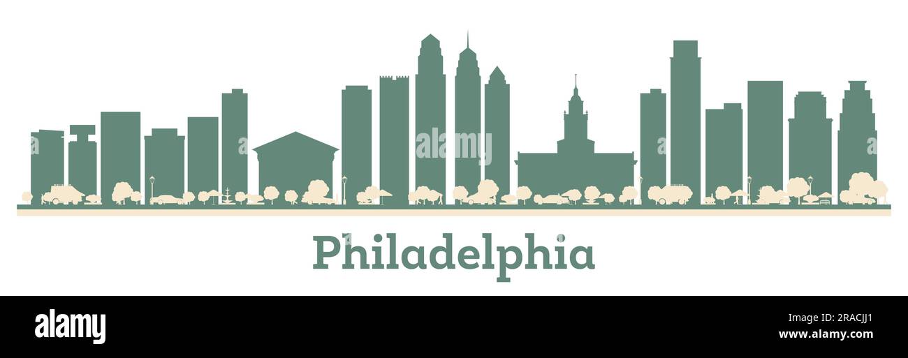 Abstract Philadelphia USA City Skyline with Color Buildings. Vector