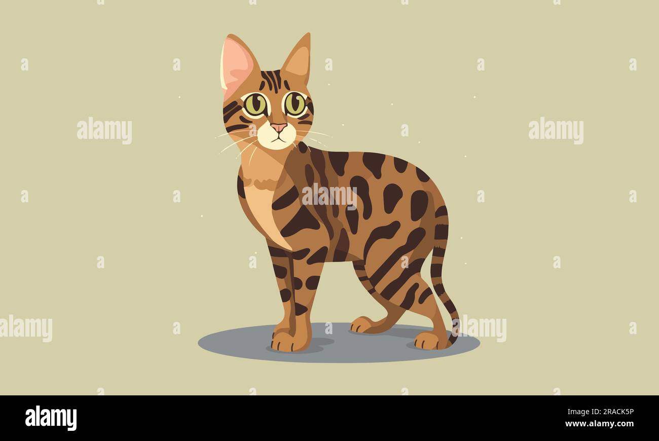 Cute Cat Flat vector illustration Stock Vector