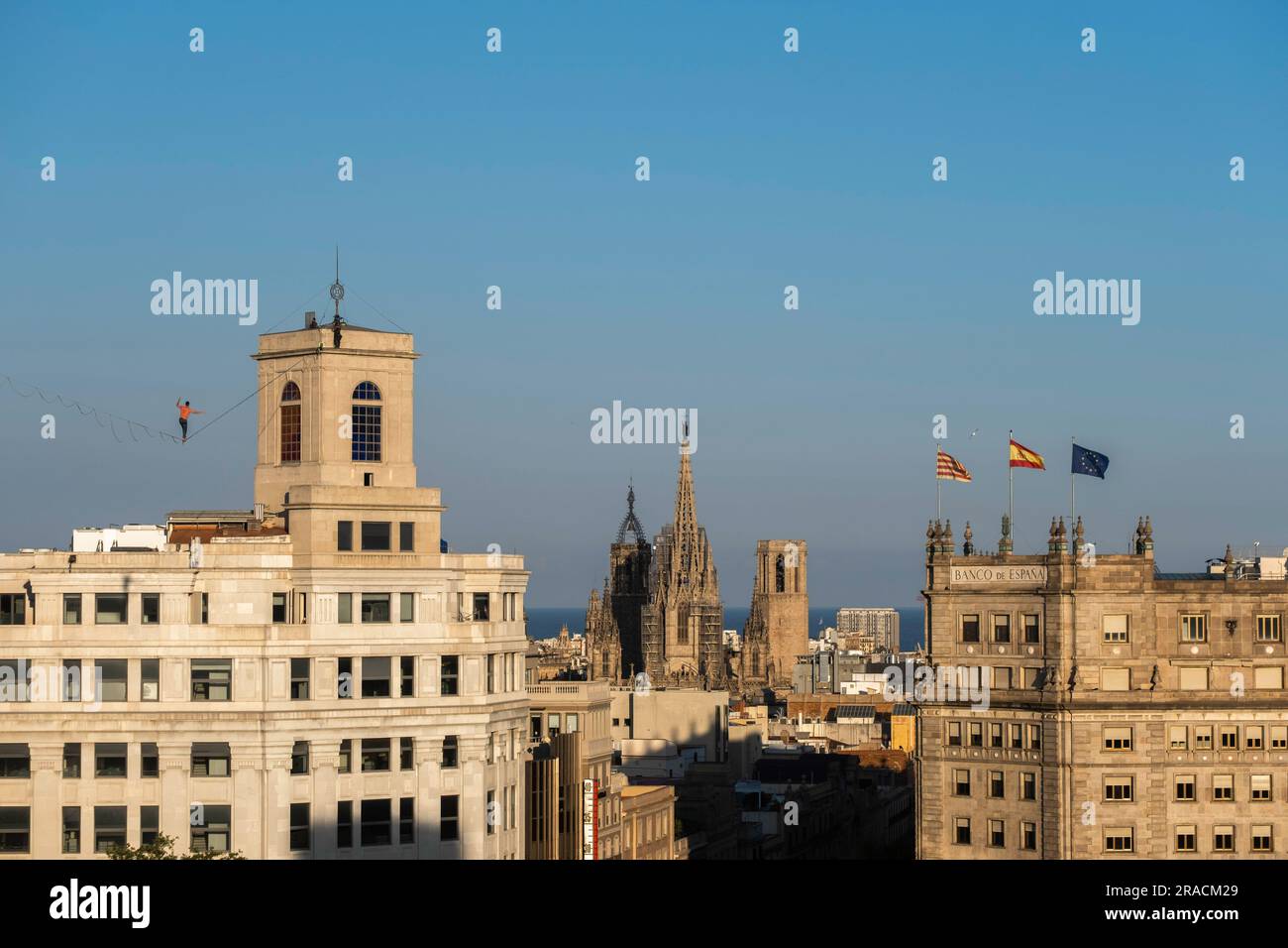 Barcelona, Spain. 02nd July, 2023. The tightrope walker Nathan Paulin