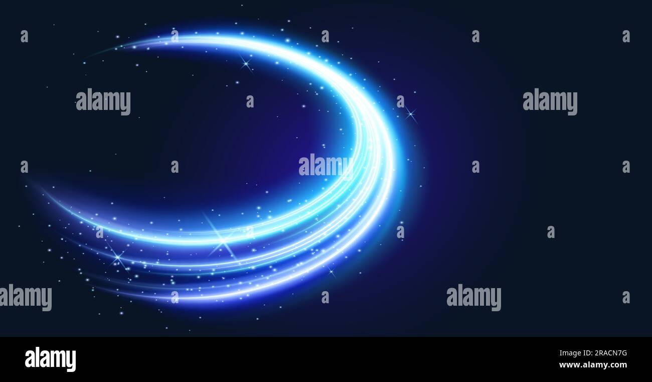 Glowing blue lights on a black background Vector Image