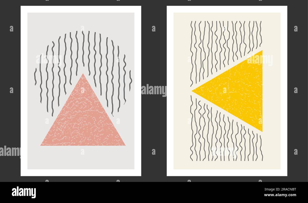 A set of handdrawn paintings for interior design of premises. Minimalist geometry designs for