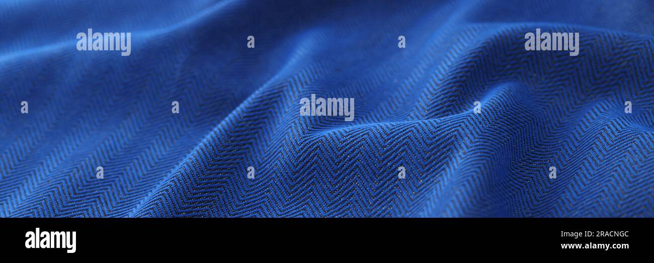 Black and blue herringbone fabric texture background Stock Photo