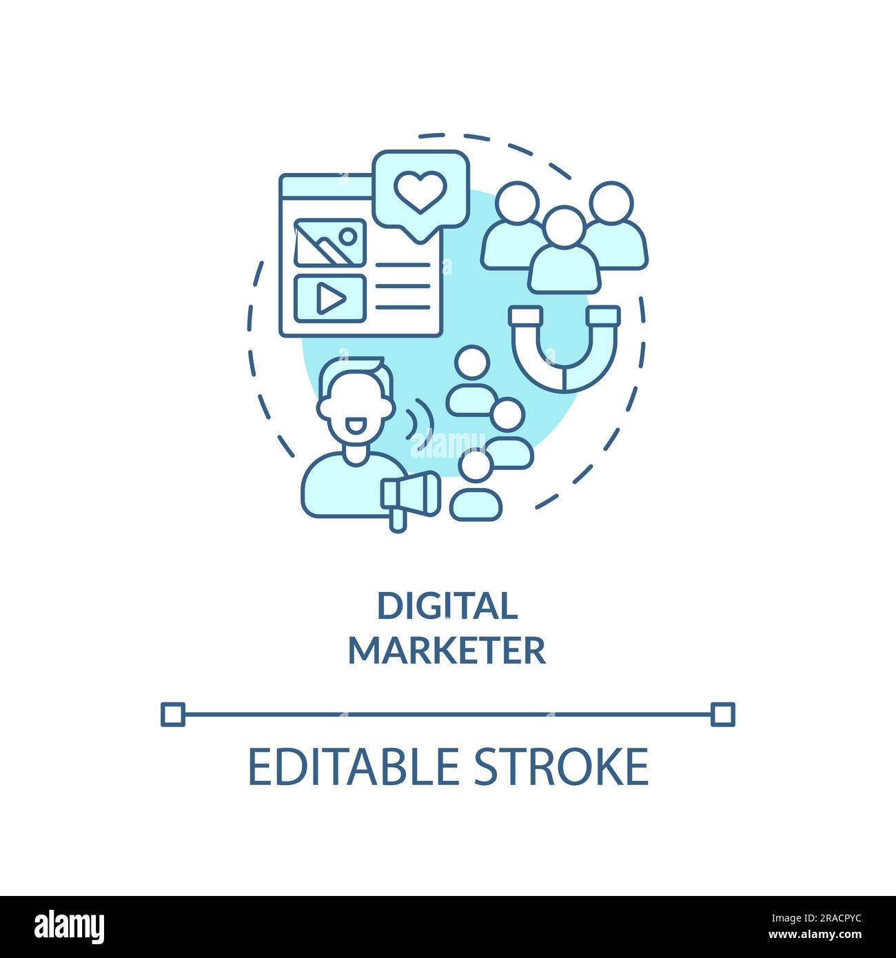 Digital marketer turquoise concept icon Stock Vector