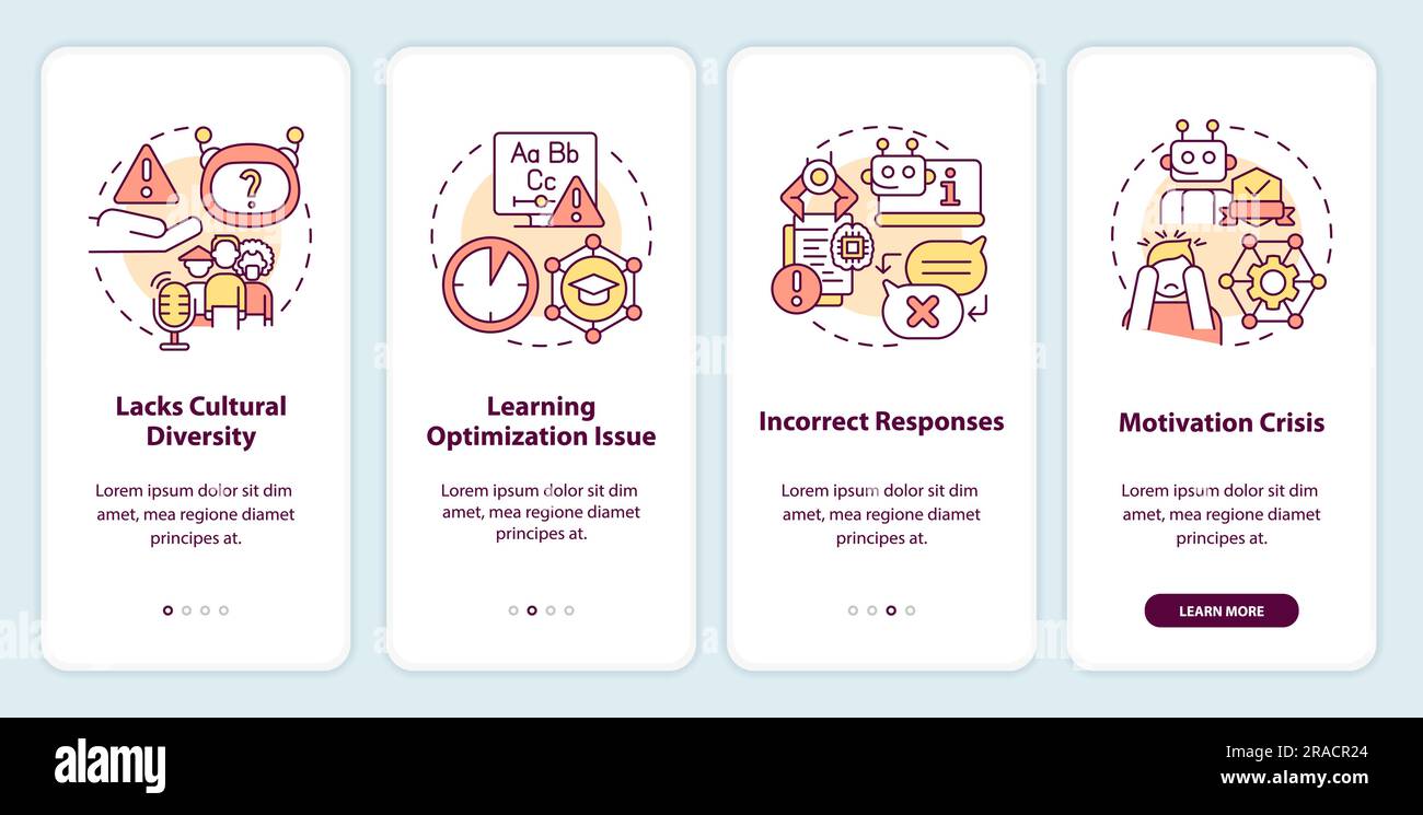 Walkthrough drawbacks in AI education with linear concepts Stock Vector