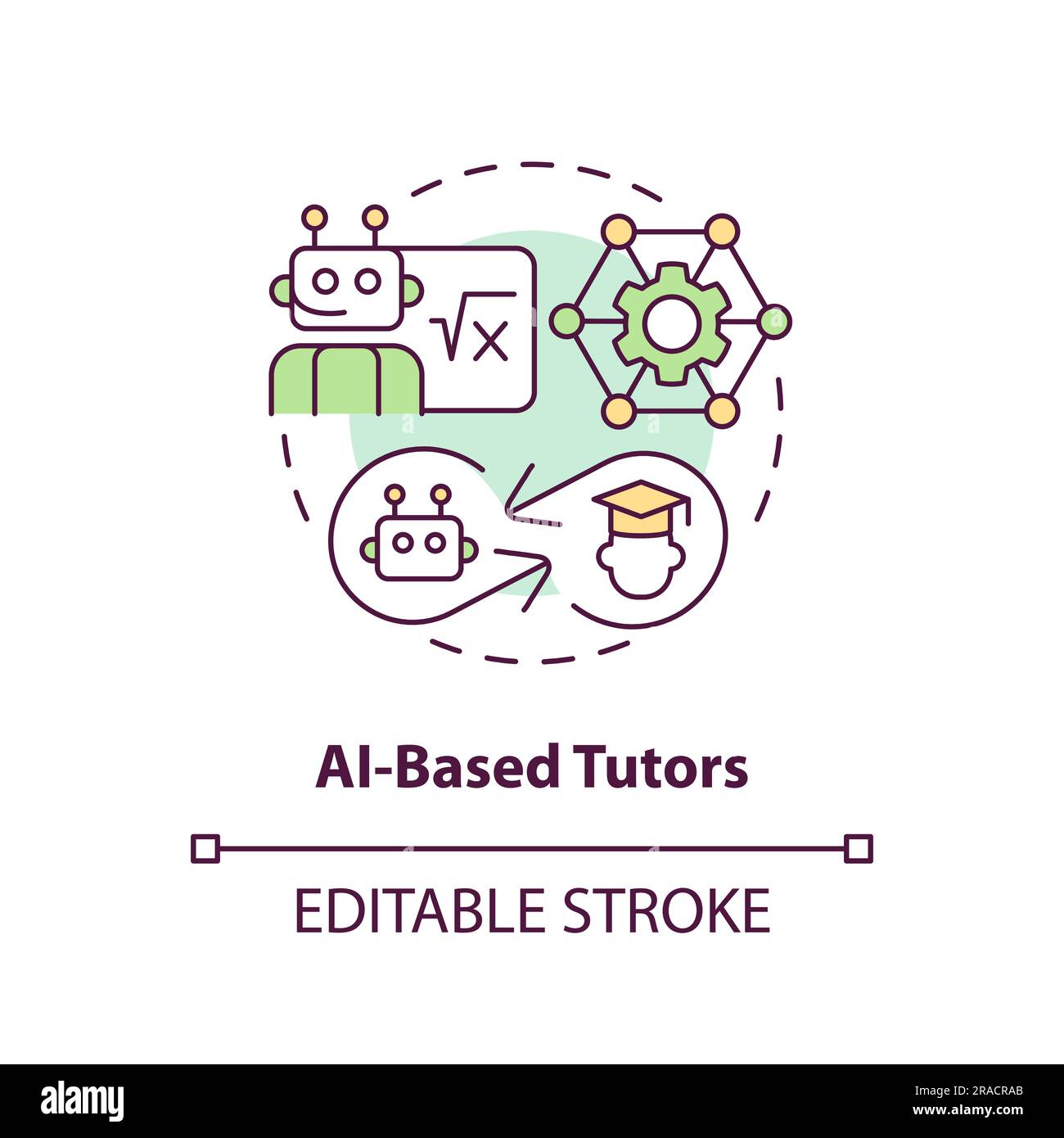 AI-based tutors concept icon Stock Vector