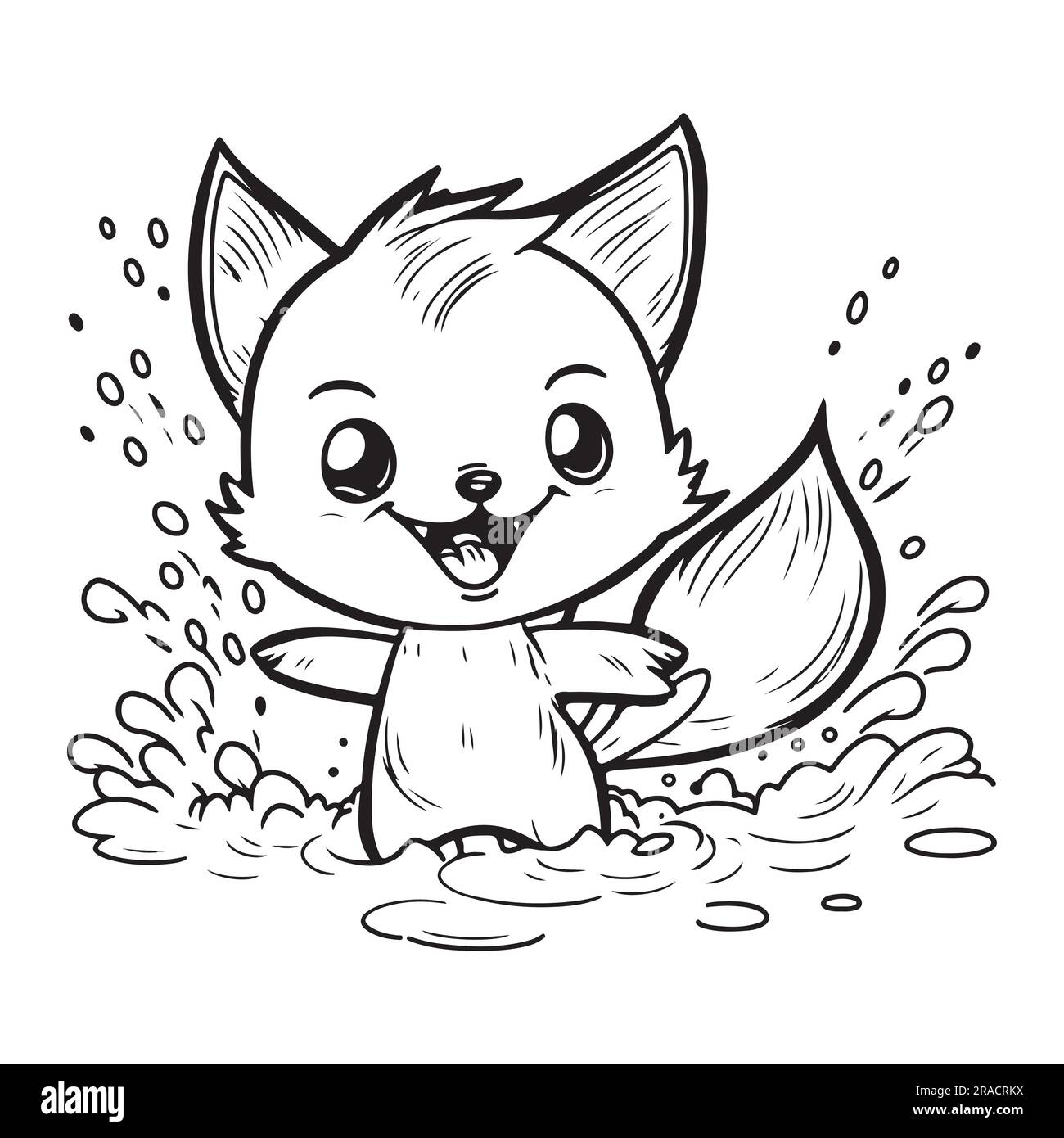 Adorable fox coloring page floral hi-res stock photography and images