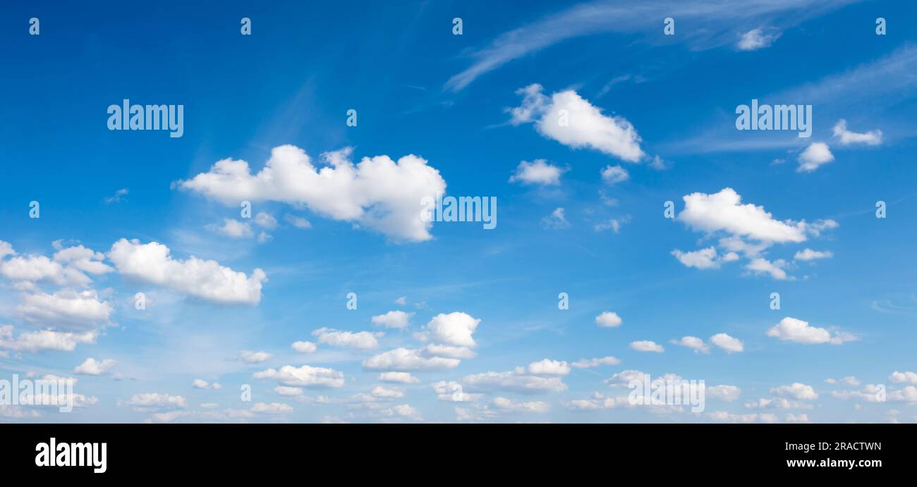 blue sky background with tiny clouds panorama Stock Photo - Alamy