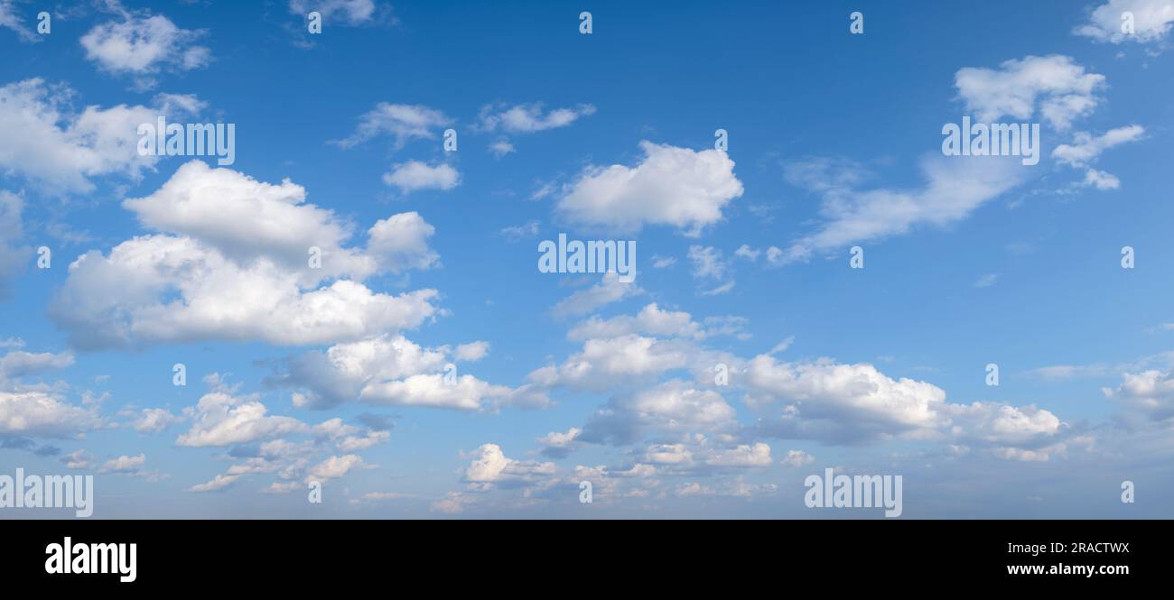 blue sky background with tiny clouds panorama Stock Photo - Alamy
