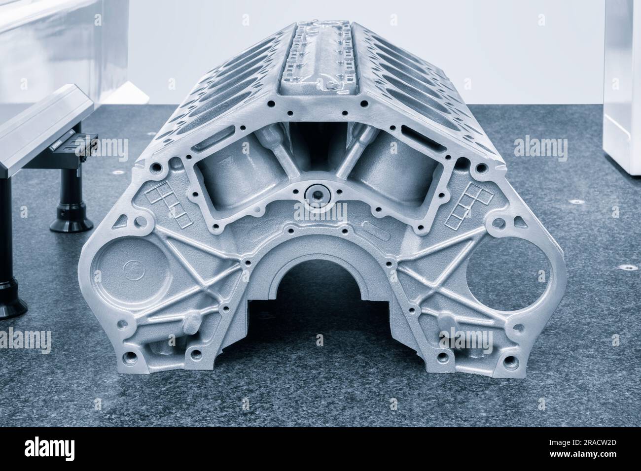 cylinder block of diesel engine repair. cylinder block in blue tone