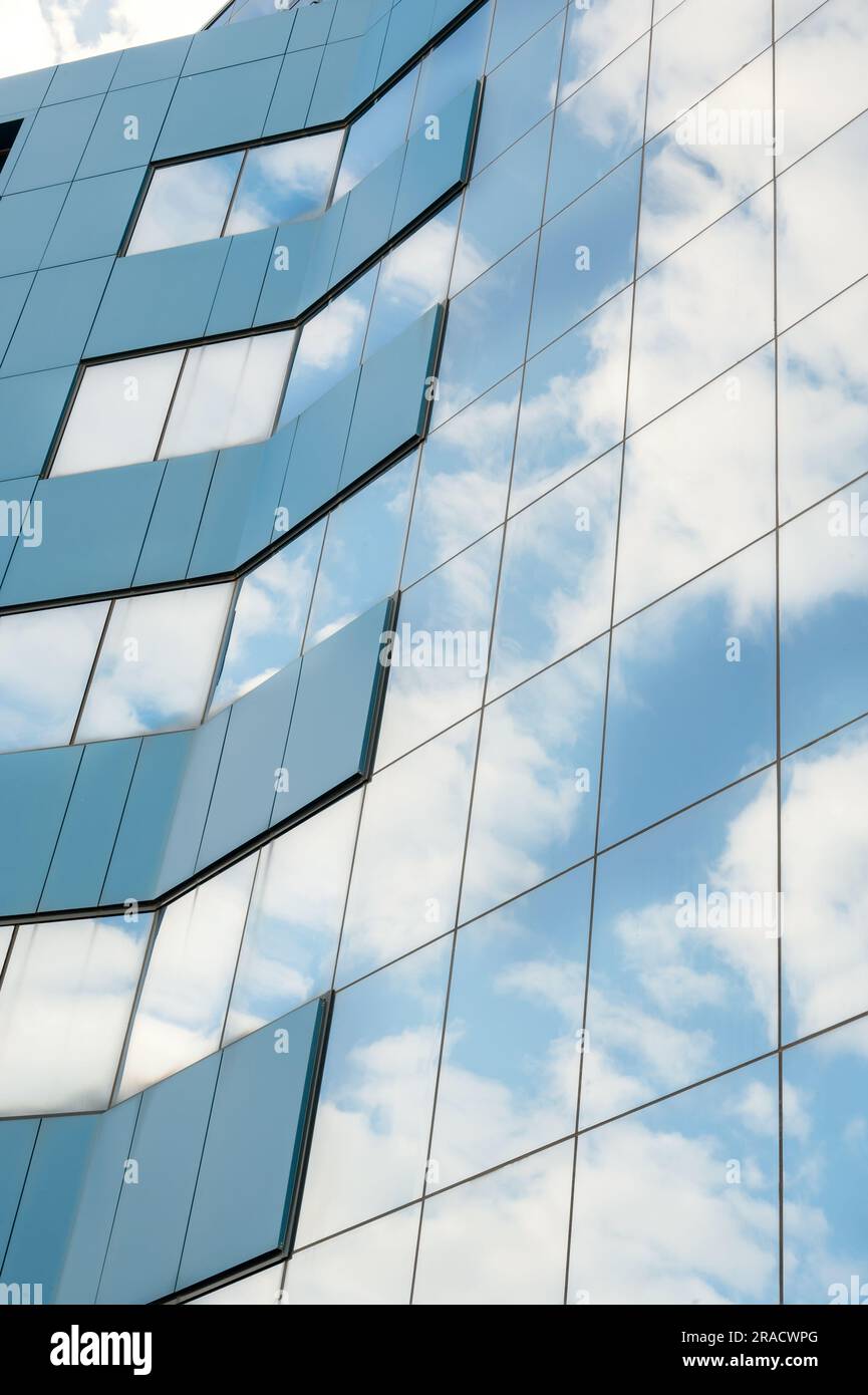 modern facade of glass and steel with reflections. Abstract or graphic ...