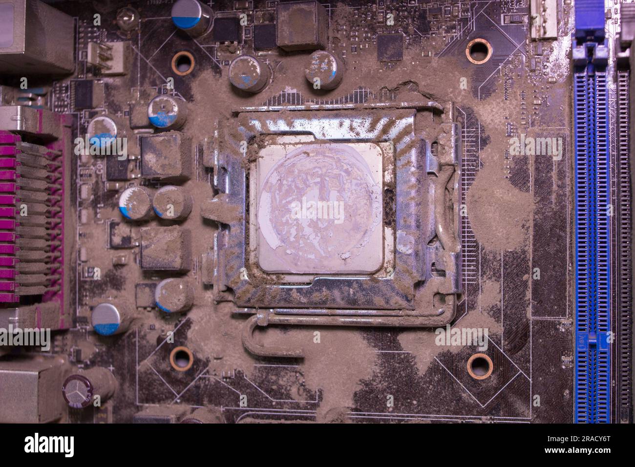 broken old computer with dust covered Stock Photo