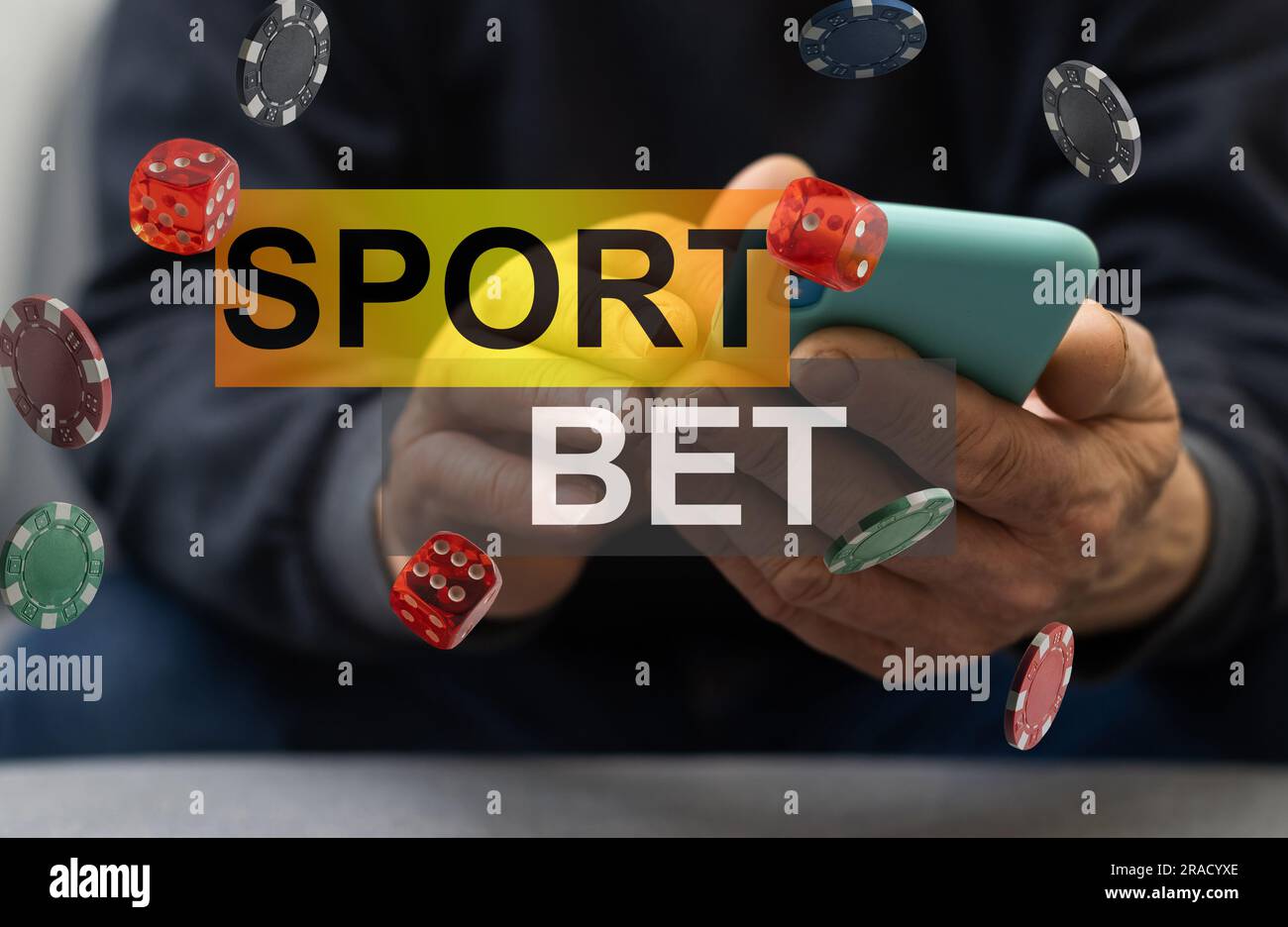 Man watching football play online broadcast on his laptop, cheering for his favourite team, making bets at bookmakers website Stock Photo