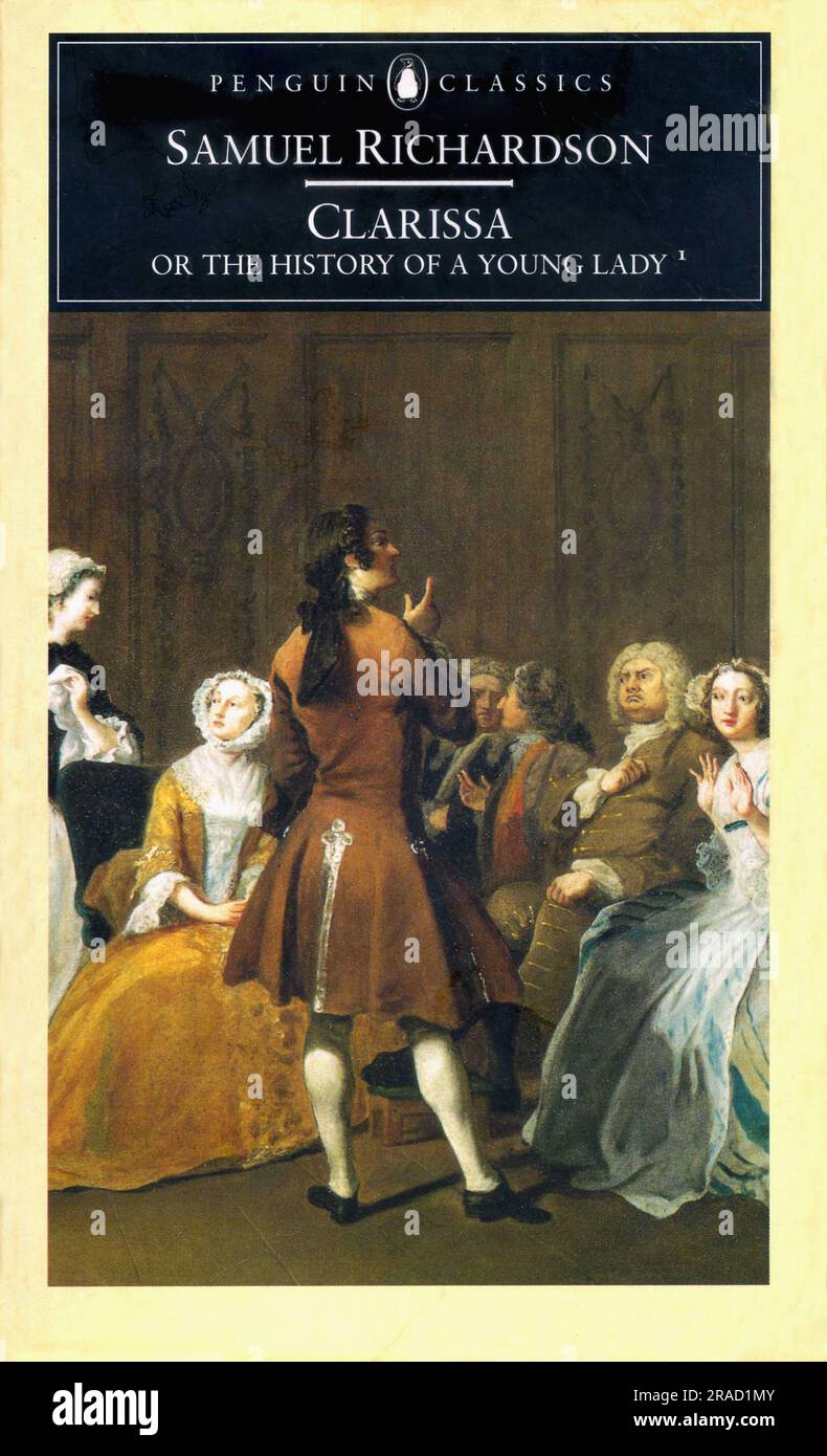 Book cover. 'Clarissa or the History of a Young Lady' by Samuel Richardson. Stock Photo