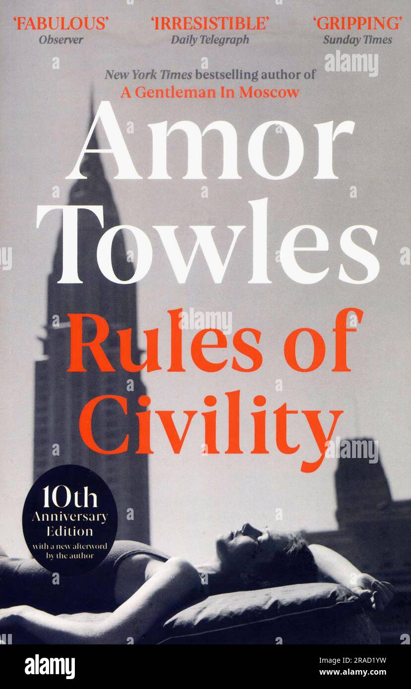 Book cover. "Rules of Civility" by Amor Towles Stock Photo Alamy