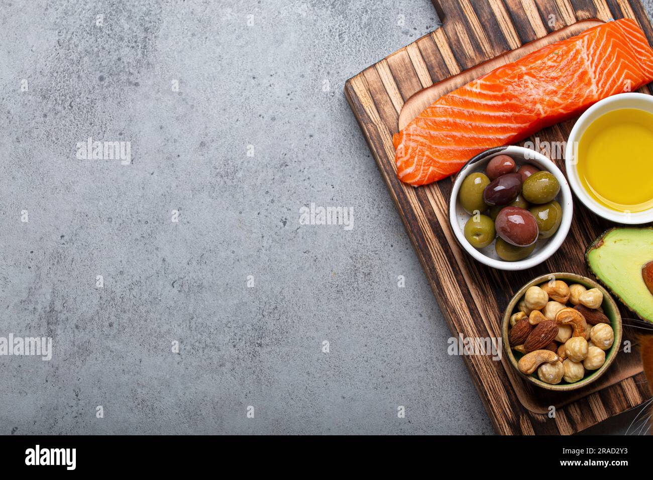 Food sources of healthy unsaturated fat and omega 3 fresh salmon