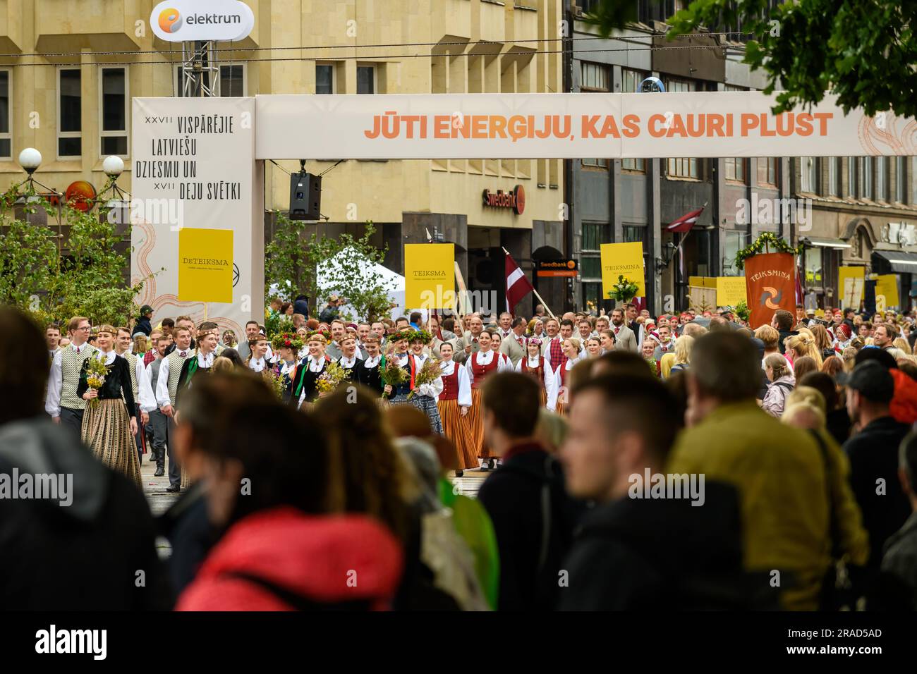 RIGA, LATVIA. 2nd July 2023. Parade of festival participants. XXVII