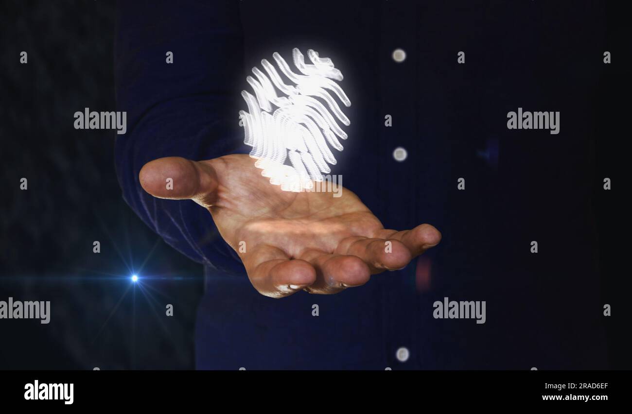 Fingerprint cyber biometric id security and identity and privacy 3d ...