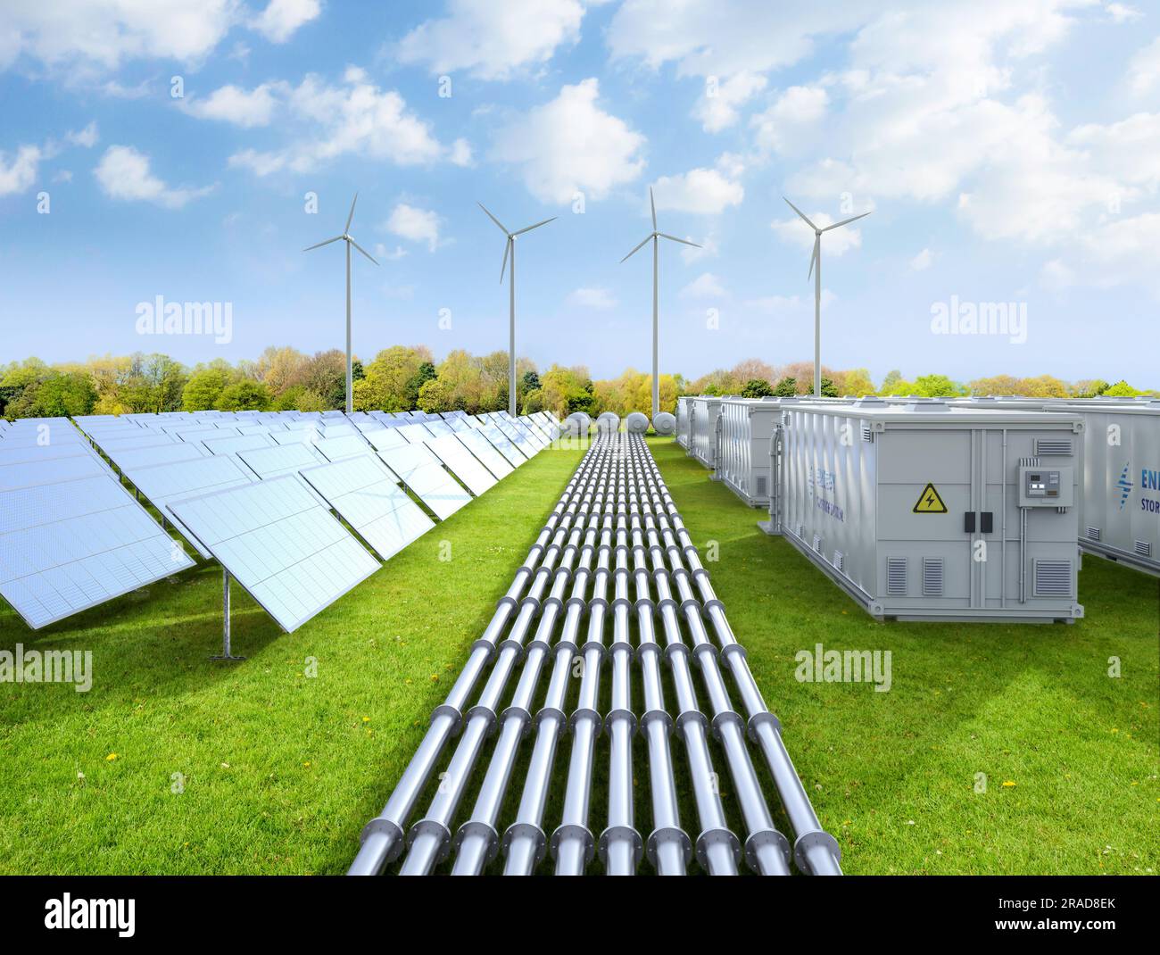 3d rendering amount of energy storage systems or battery container ...