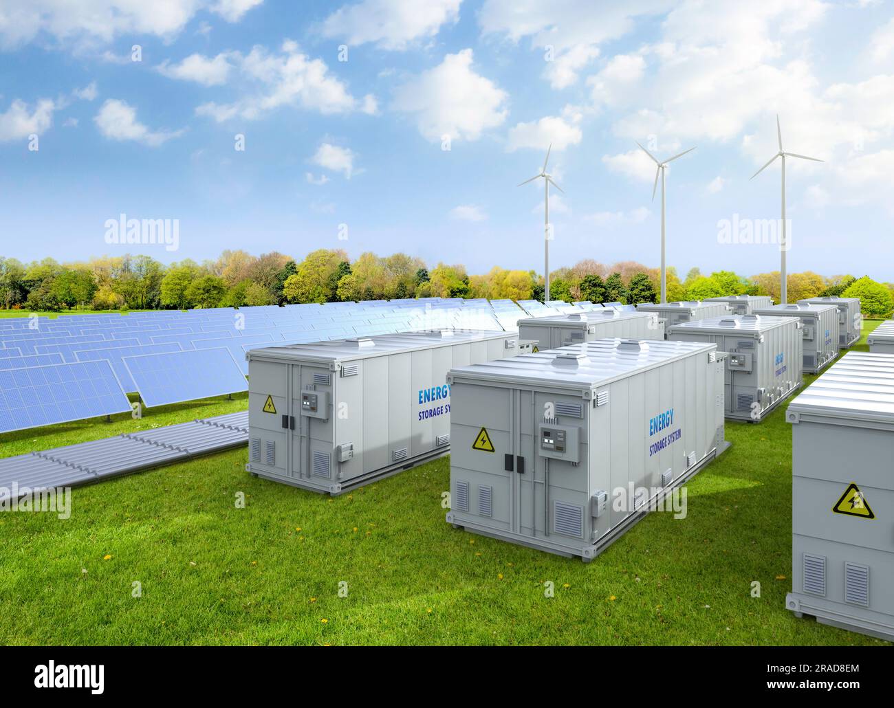 3d rendering amount of energy storage systems or battery container ...