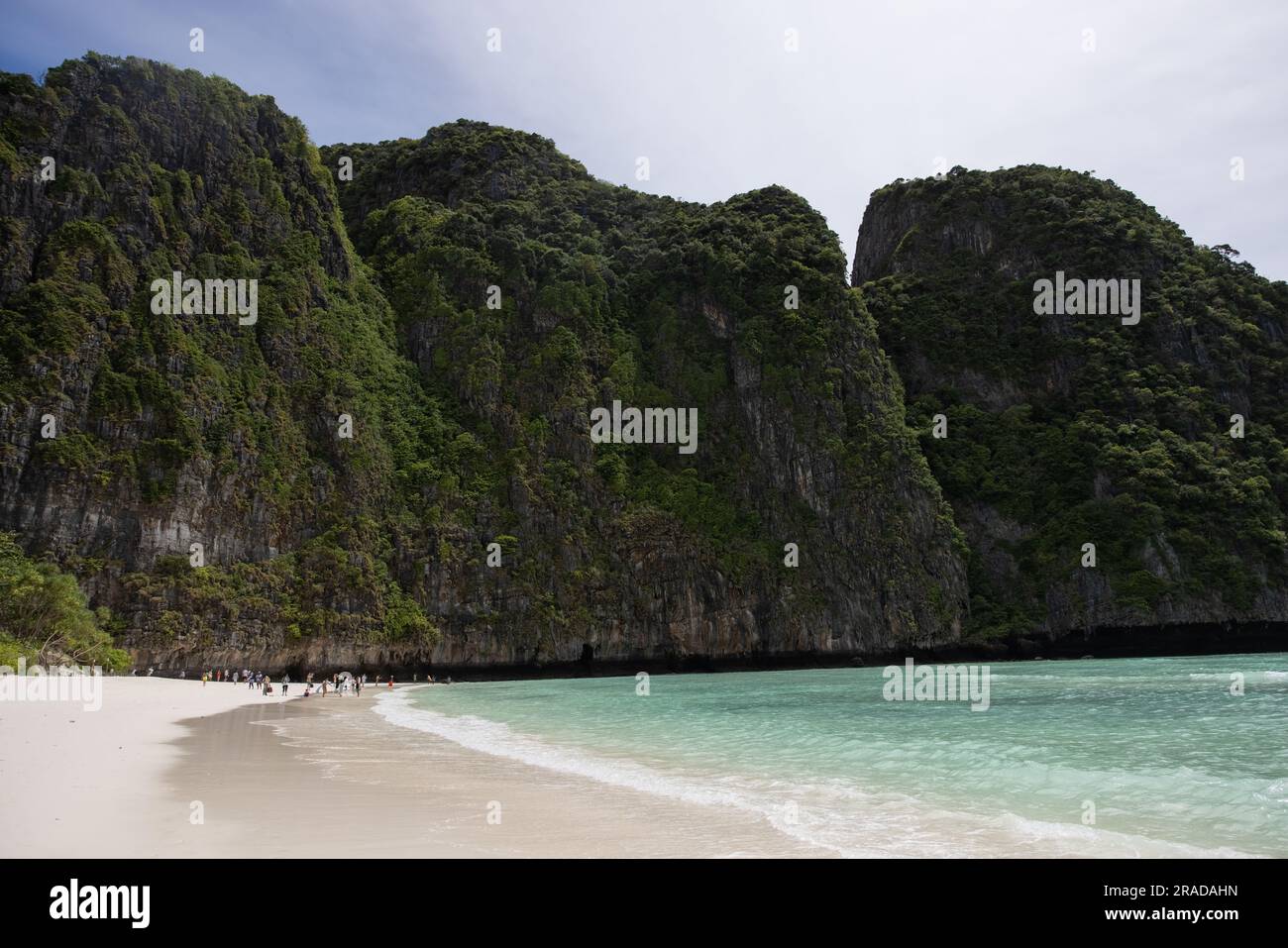 Tourists on Maya Bay, Thailand - set of 'The Beach' movie Stock Photo