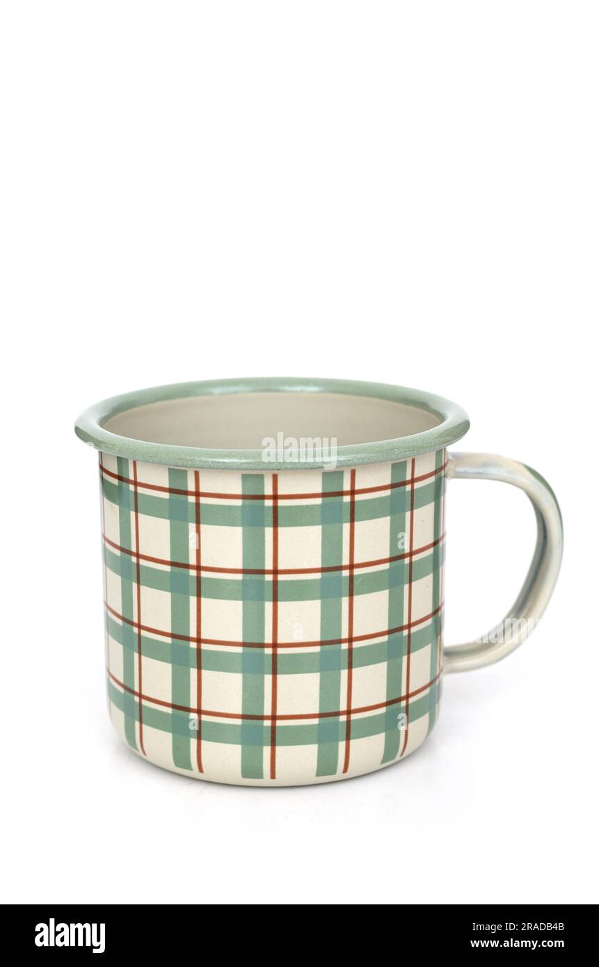 ceramic green colour cup isolated on white background. Stock Photo