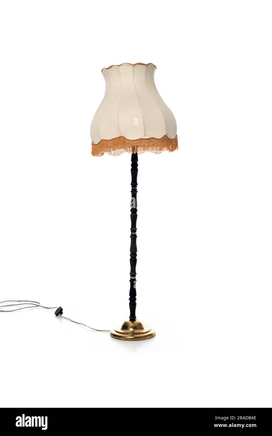 retro floor lamp with a lampshade on a white background isolated Stock Photo